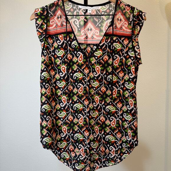 Veronica Beard 100% Silk Ikat Print Sleeveless Blouse โ Size 2 - Picture 1 of 9